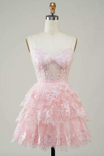 pink homecoming dress with sequins